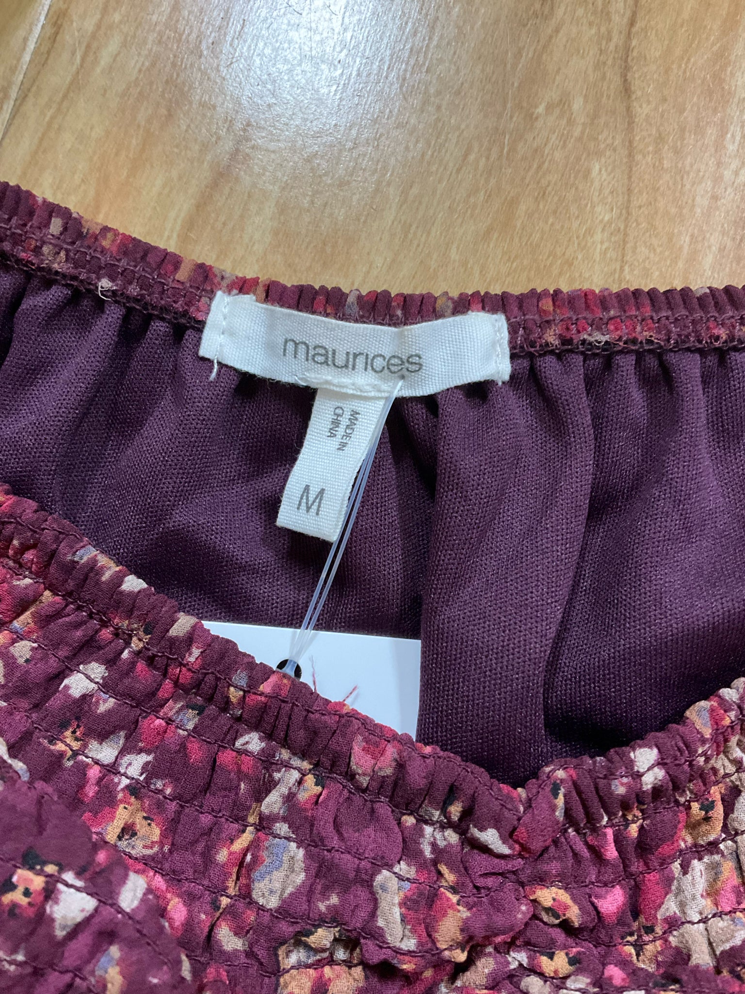 Maurices Size M maroon Floral Pre-Owned Ladies Dress