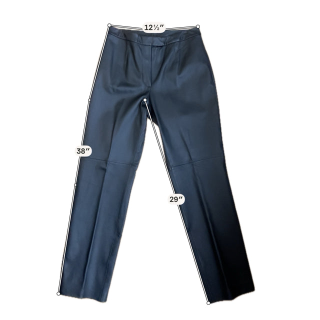 Massini Genuine Leather Straight Leg Pants Black Size 8