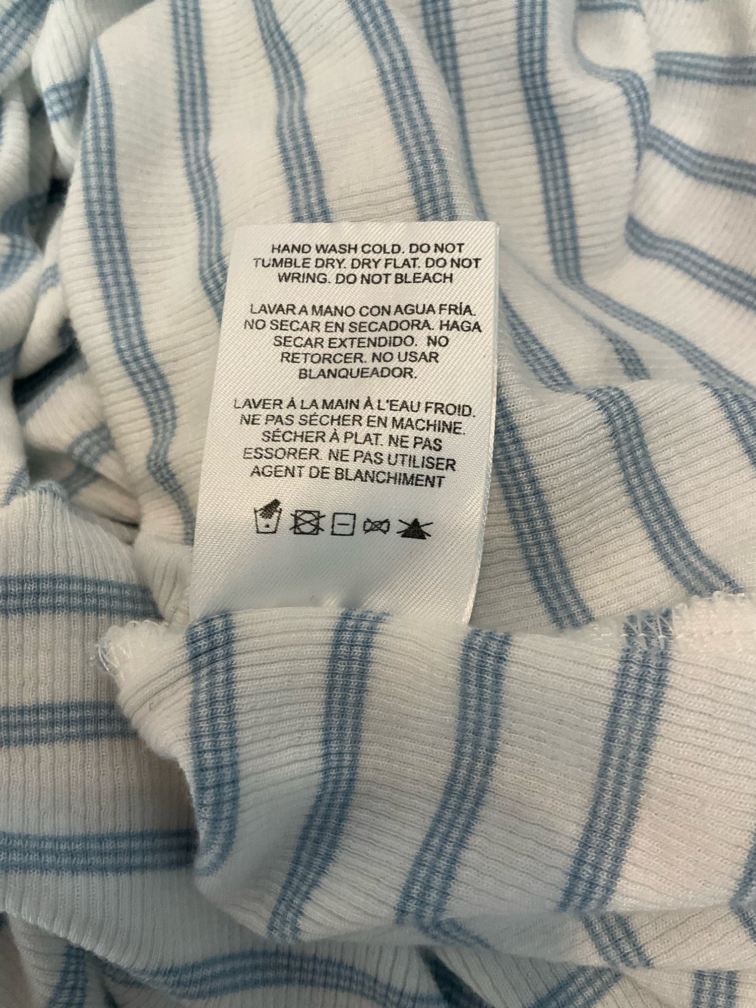 Thread &amp; Supply Hattie Rib Knit Tank Top Sky Blue Stripe Size Small