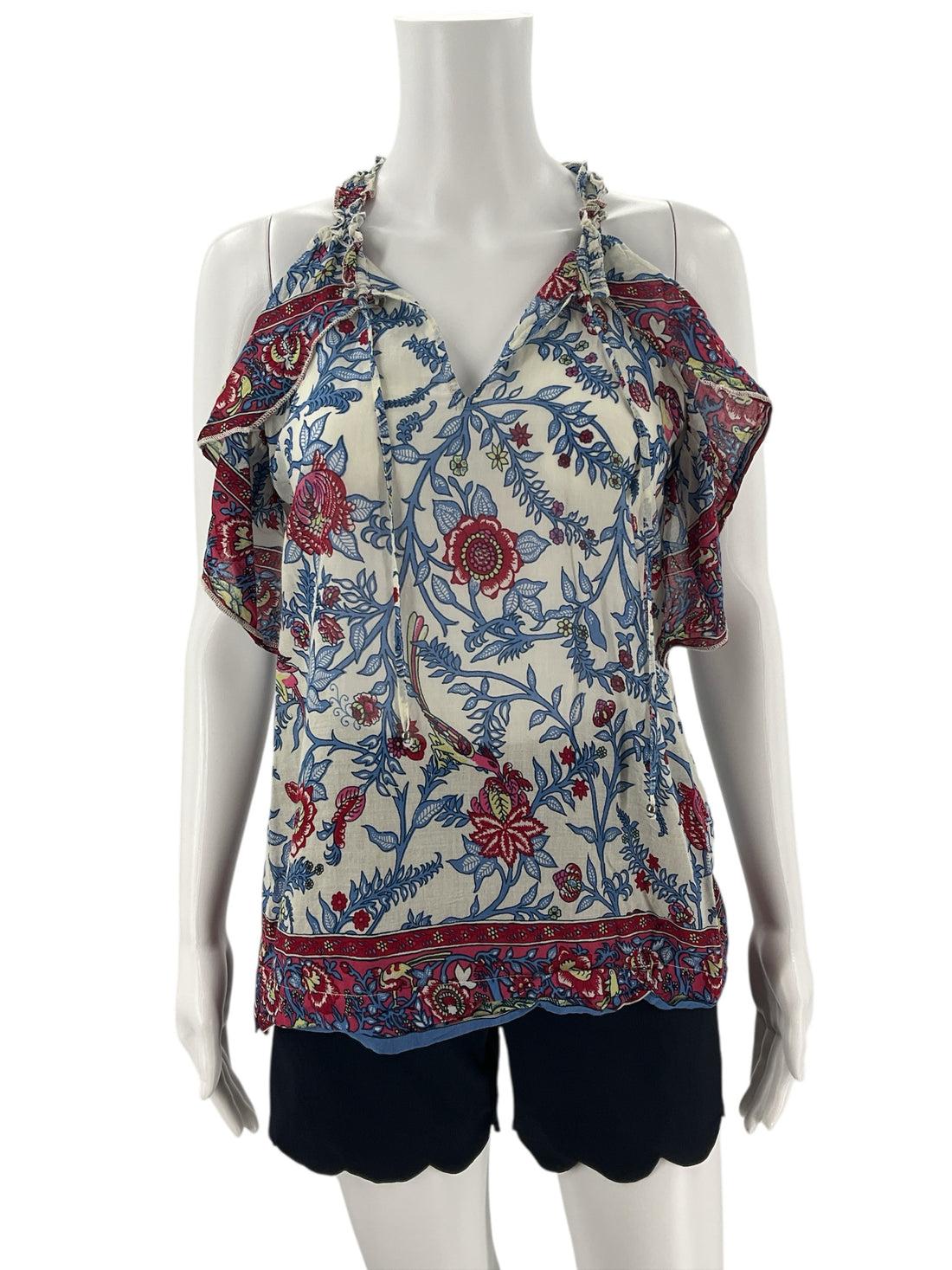 Point Sur Floral Ruffle Cold-Shoulder Halter Top Size 4 - ONLINE ONLY