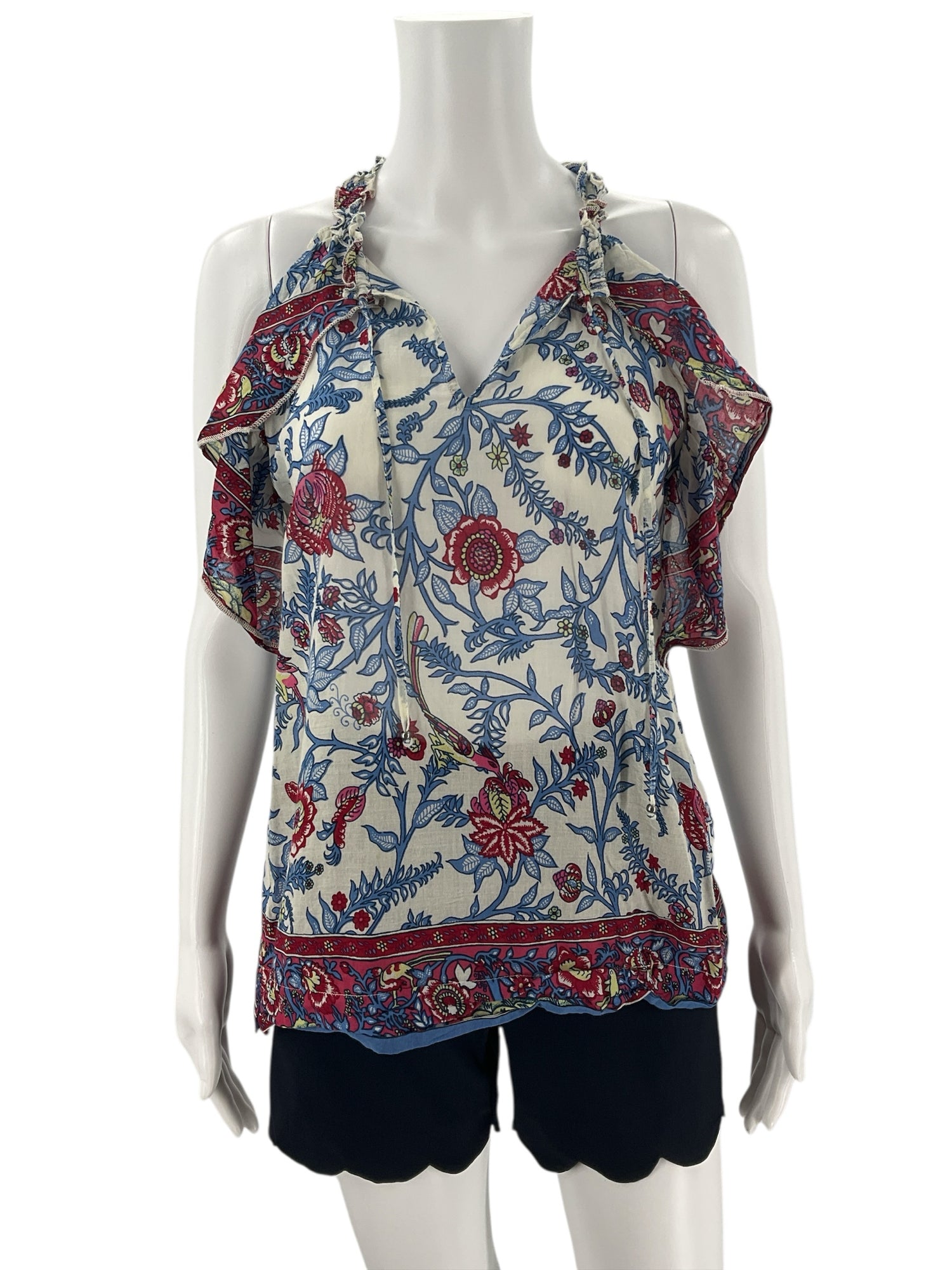 Point Sur Floral Ruffle Cold-Shoulder Halter Top Size 4 - ONLINE ONLY