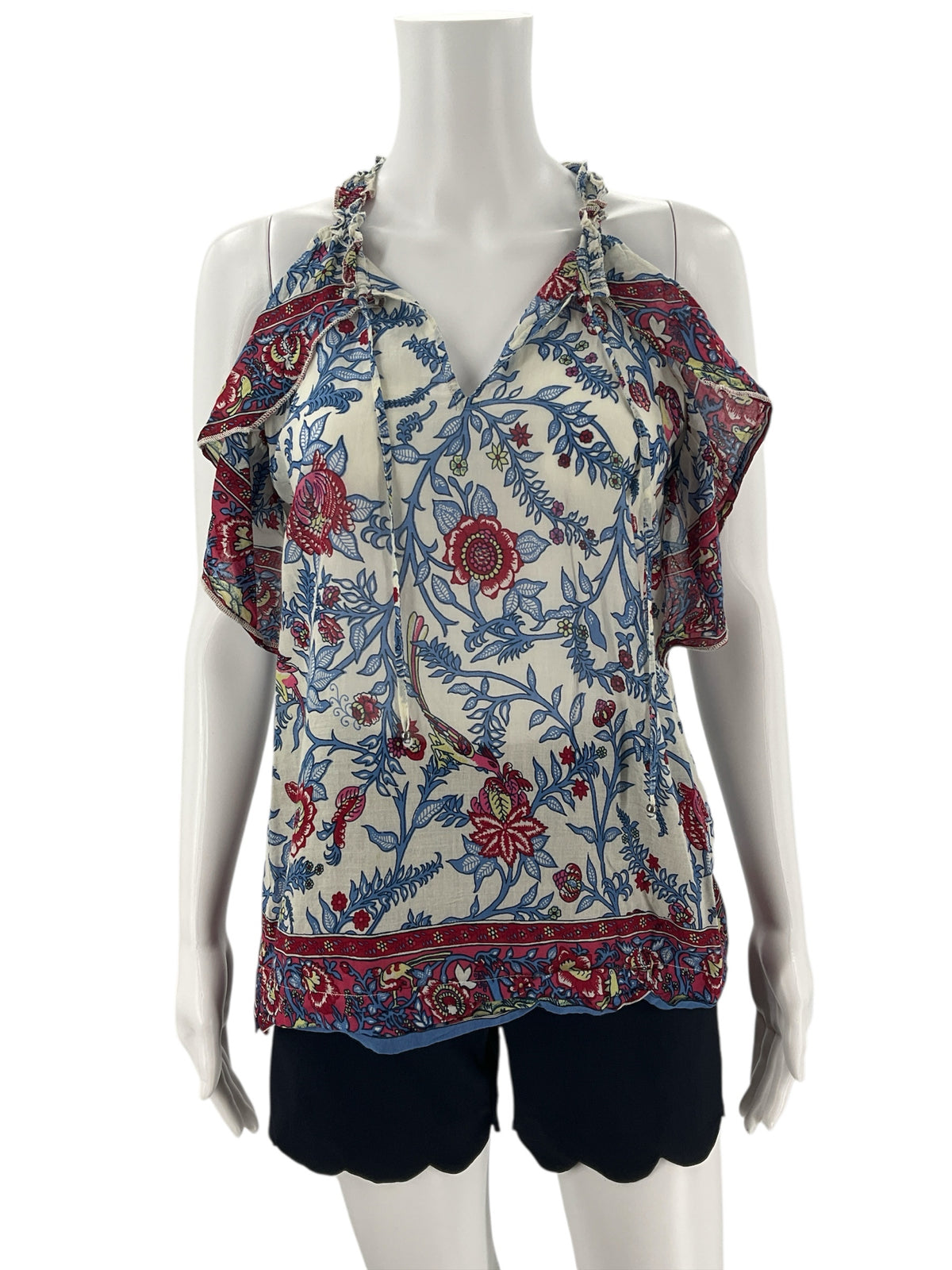 Point Sur Floral Ruffle Cold-Shoulder Halter Top Size 4 - ONLINE ONLY