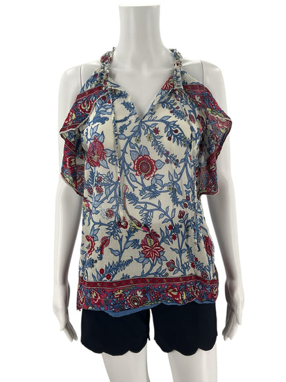 Point Sur Floral Ruffle Cold-Shoulder Halter Top Size 4 - ONLINE ONLY