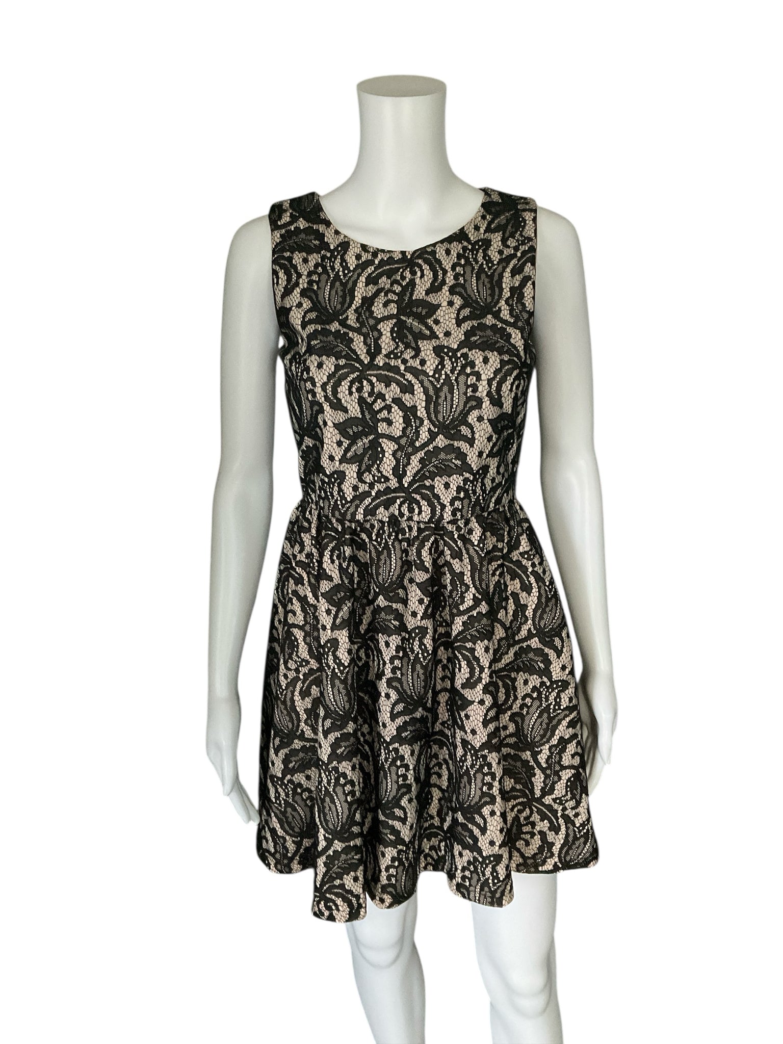 H&amp;M Tan/black Lace Pre-Owned Ladies Dress - Size Small