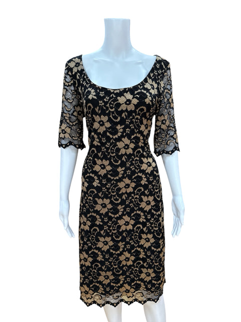 belle badgley mischka lace dress NWT MSRP $169 Belle BADGLEY MISCHKA Bonded Lace Dress, Black Ivory, Size 6 8 10