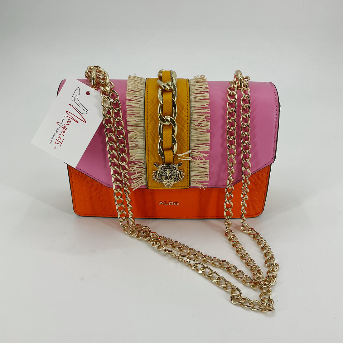 Aldo Orange/Pink Fringe Pre-Owned Ladies Purse