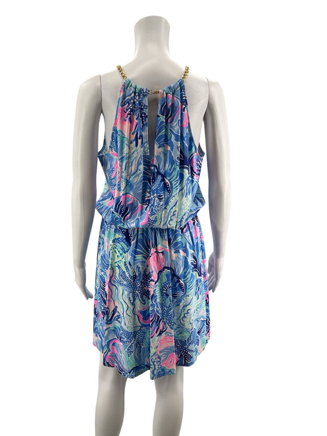 Lilly Pulitzer Blue/pink Floral Pre-Owned Ladies New With Tags Dress - Size Medium