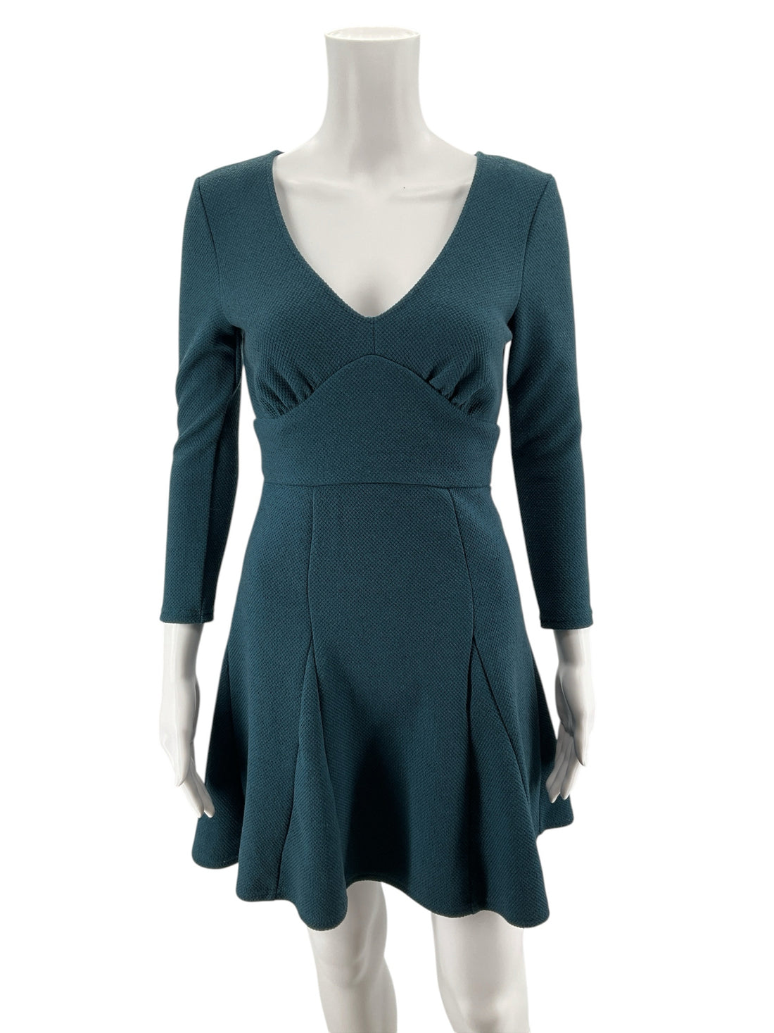 Free People Dance With Me Teal Textured V-Neck Mini Dress Size XS NWT
