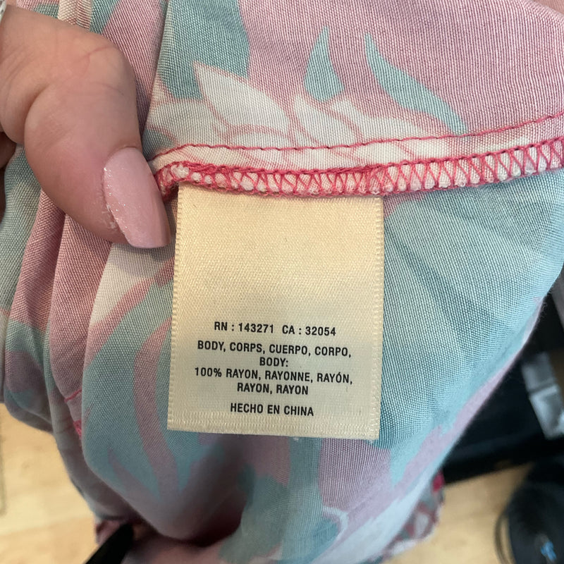 Wolven Pink/Teal/White Floral Pre-Owned Ladies Top - Size Medium - Margaret’s Fine Consignment