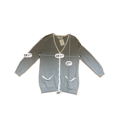 St. John Sport by Marie Gray gray/white Sweaters V-Neck Cardigan Sweater Heather Gray White Size Small - Size S