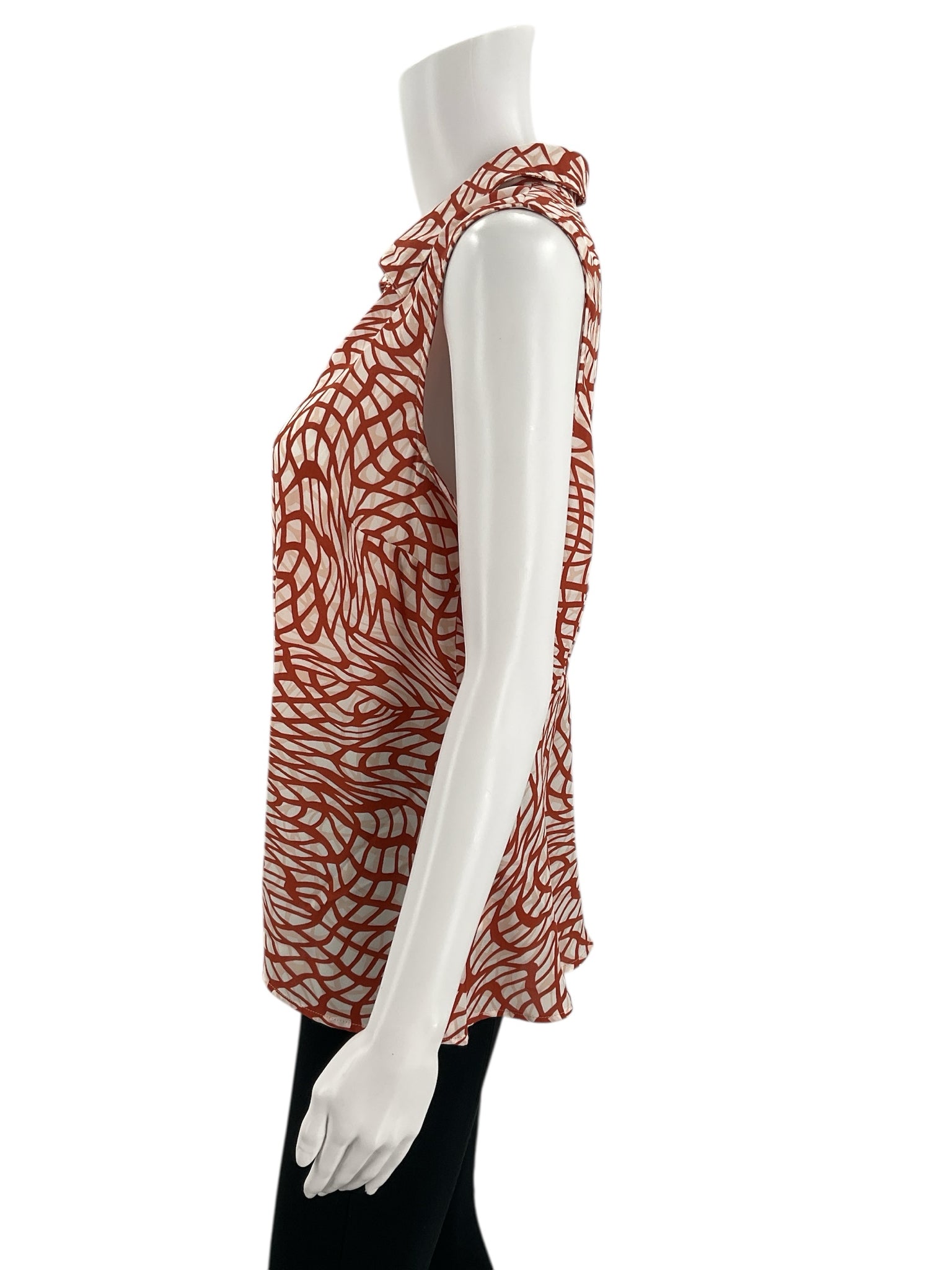 Cabi White/Orange Print Pre-Owned Ladies Top - Size Small - Margaret’s Fine Consignment