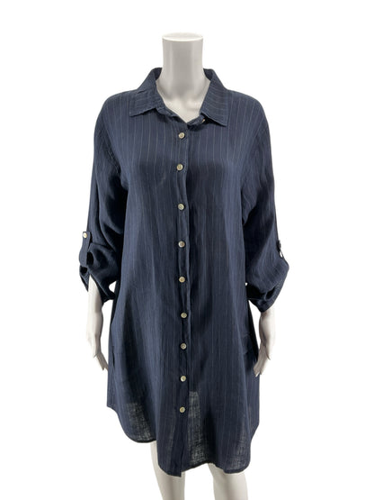 Milio Milano Size Small Navy Pinstripe Pre-Owned Ladies Dress