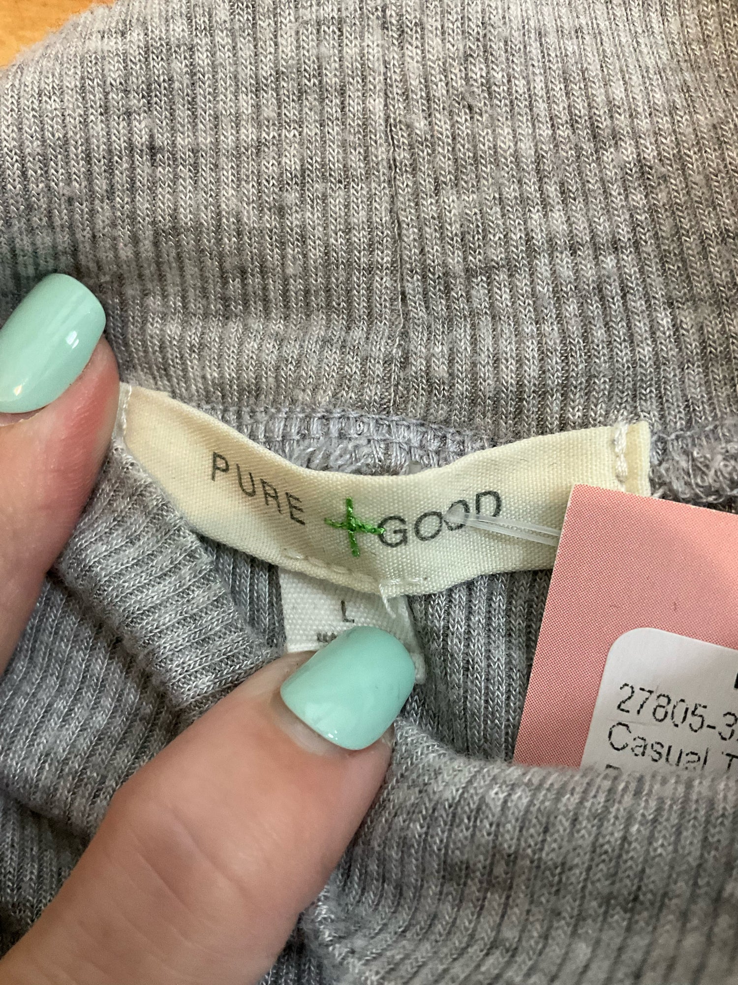 Pure + Good Anthropologie Ribbed Mock Neck Top Gray Size Large
