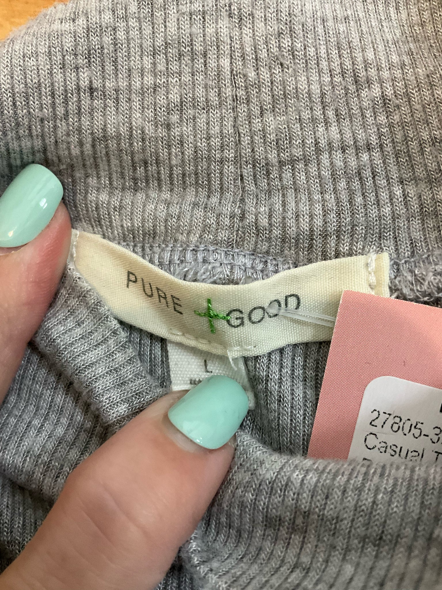 Pure + Good Anthropologie Ribbed Mock Neck Top Gray Size Large