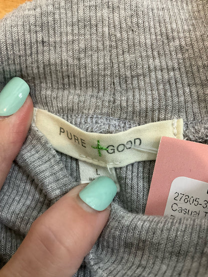 Pure + Good Anthropologie Ribbed Mock Neck Top Gray Size Large