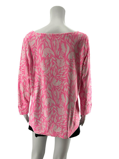 Lilly Pulitzer Chillylilly Marlina Tunic Top Pink White XL