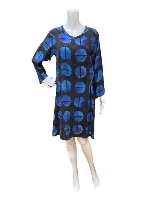 BITTE KAI RANG Size Medium Black/Blue Circles Consignment Ladies Dress