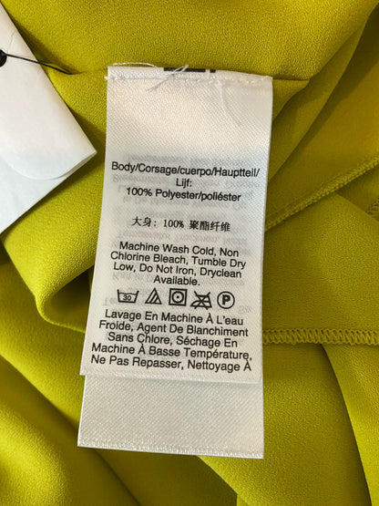 DKNY Green Short Sleeve Suite Chartreuse Green Flutter Sleeve Pintuck Blouse Top Size Medium - Size M