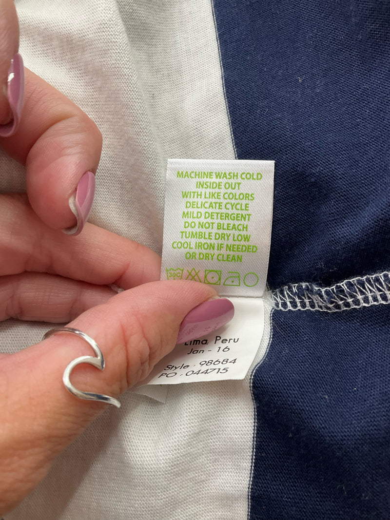 Lilly Pulitzer White/Navy Stripe Pre-Owned Ladies Dress - Size Medium
