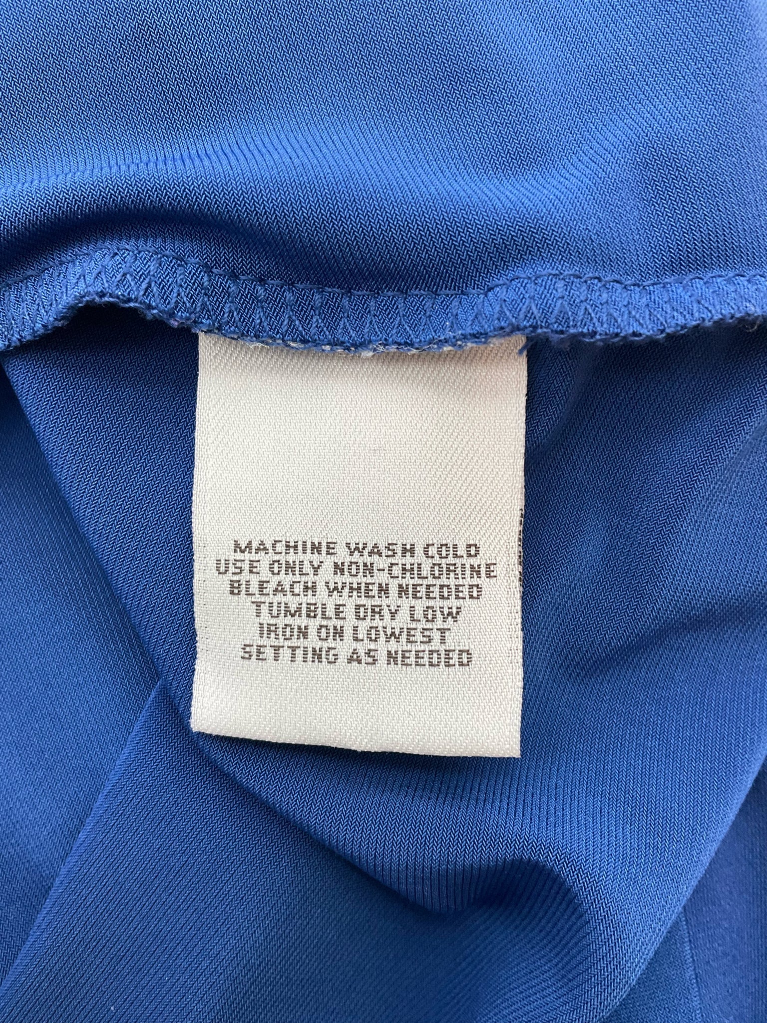 Worthington blue solid ladies top with cowl neck, 3/4 sleeves, size medium, perfect for business casual wear.