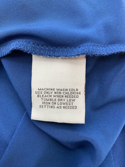Worthington blue solid ladies top with cowl neck, 3/4 sleeves, size medium, perfect for business casual wear.