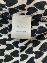 Ivy Jane white/black Short Sleeve Heart Print Smocked Ruffle Yoke Blouse Top Size Small NWT - Size S