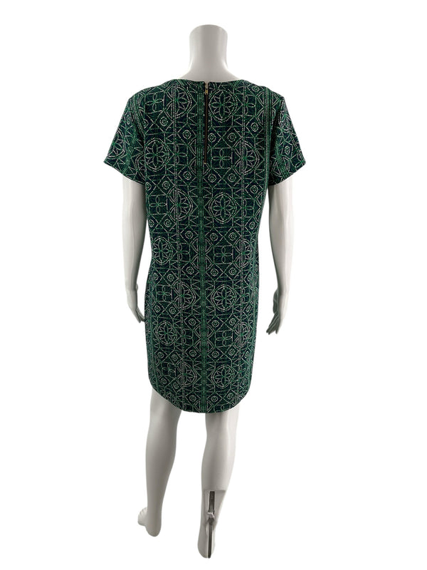 Adrienne Vittadin Green/Navy Print Pre-Owned Ladies Dress - Size 8