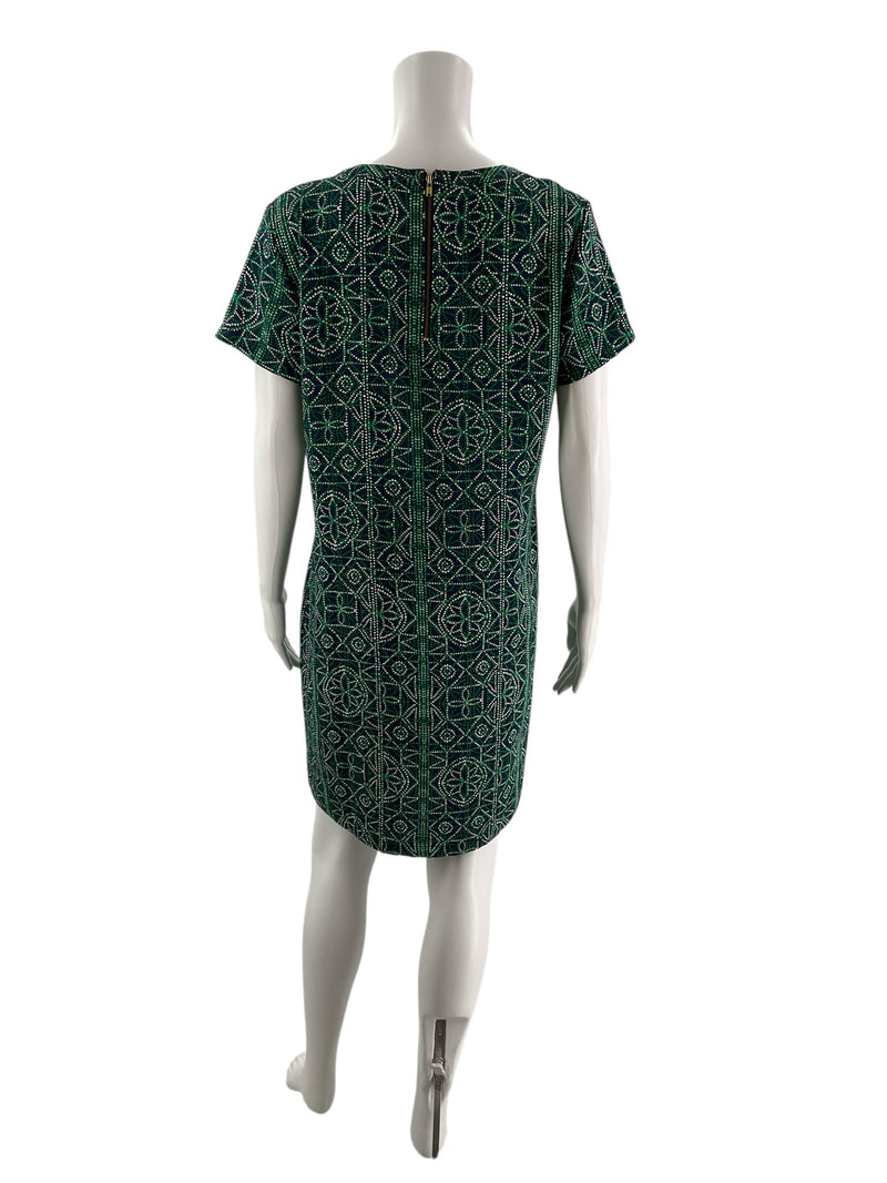 Adrienne Vittadin Green/Navy Print Pre-Owned Ladies Dress - Size 8