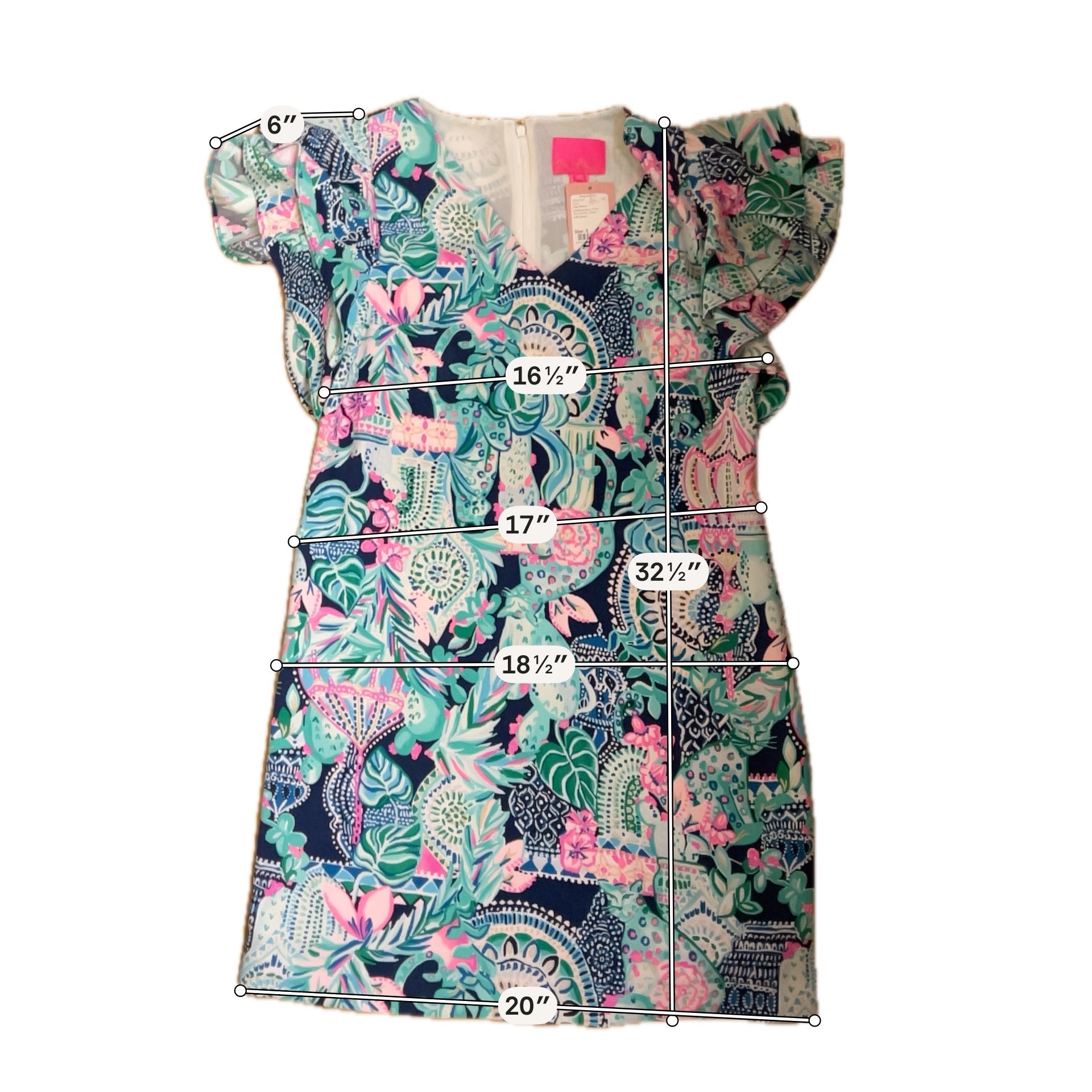 Lilly Pulitzer Kippa Ruffle Sleeve Shift Dress Bennet Blue Seen &amp;amp; Herd Size 8 - ONLINE ONLY