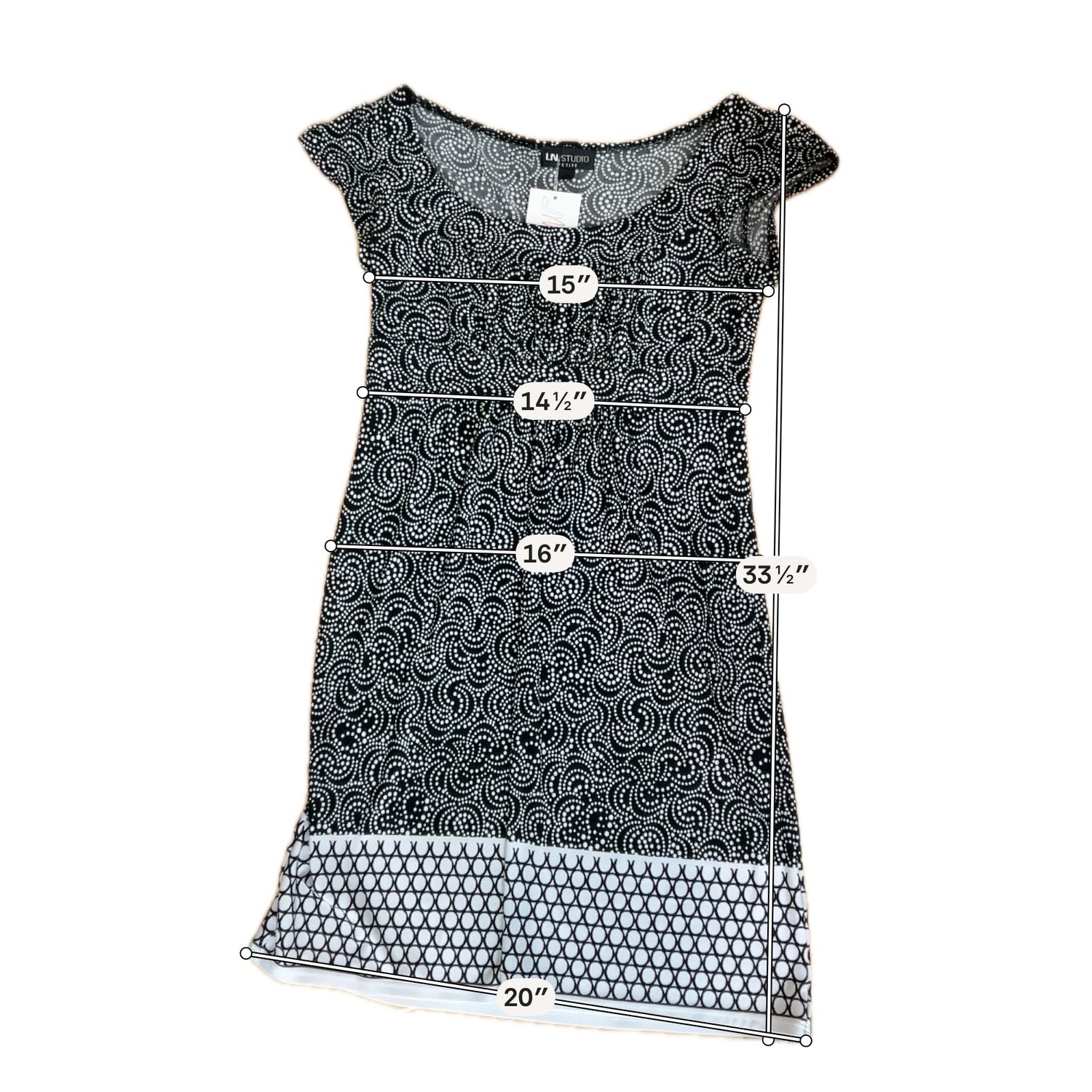 I.N. Studio Petite Swirl &amp; Dot A-Line Dress Size 8P
