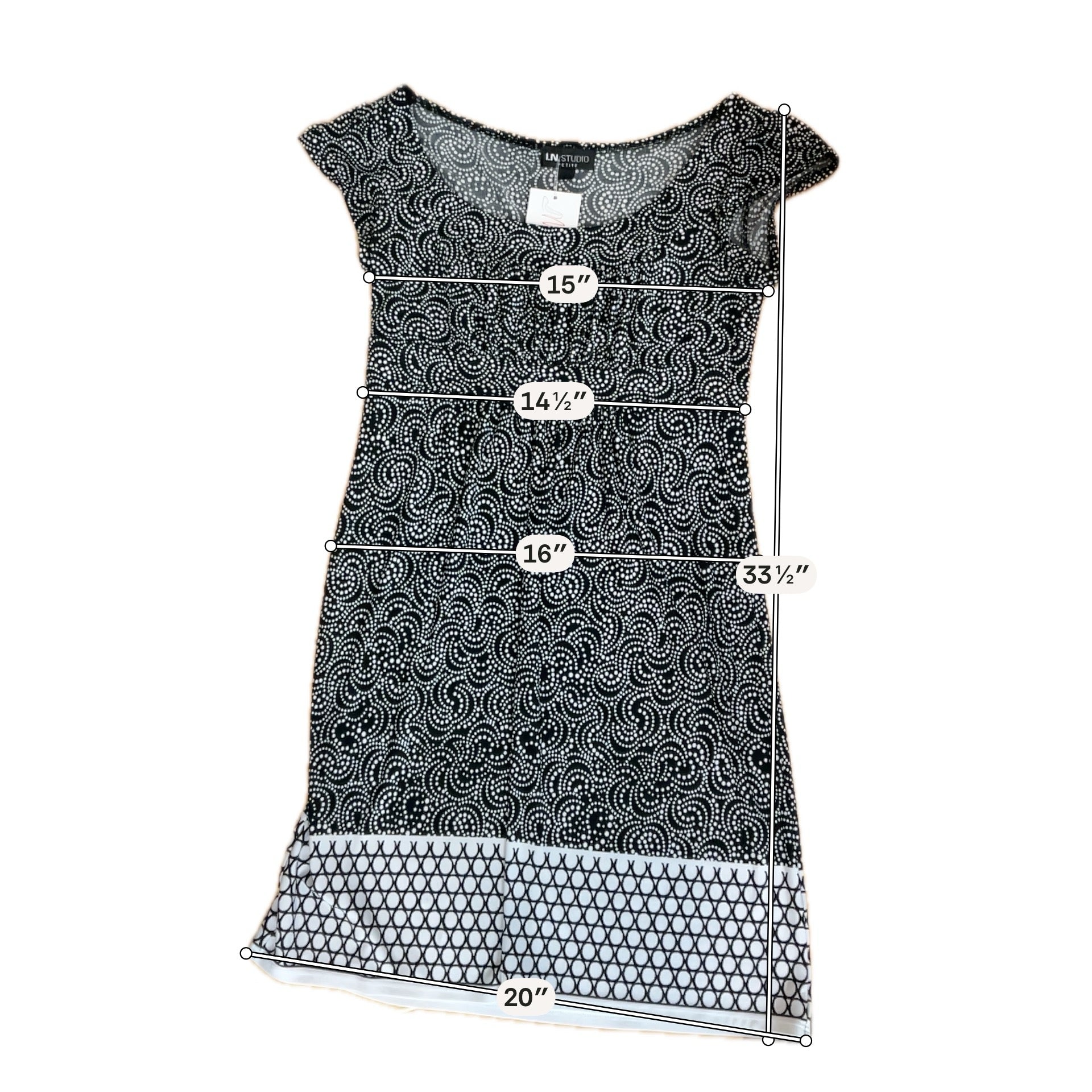 I.N. Studio Petite Swirl &amp; Dot A-Line Dress Size 8P