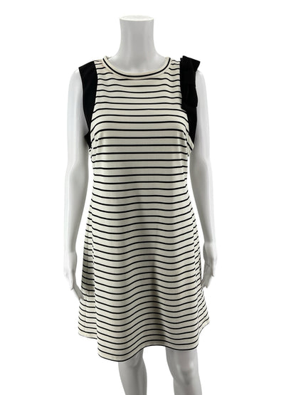 Ivanka Trump Striped Bow Shoulder Sheath Dress Black White Size 8