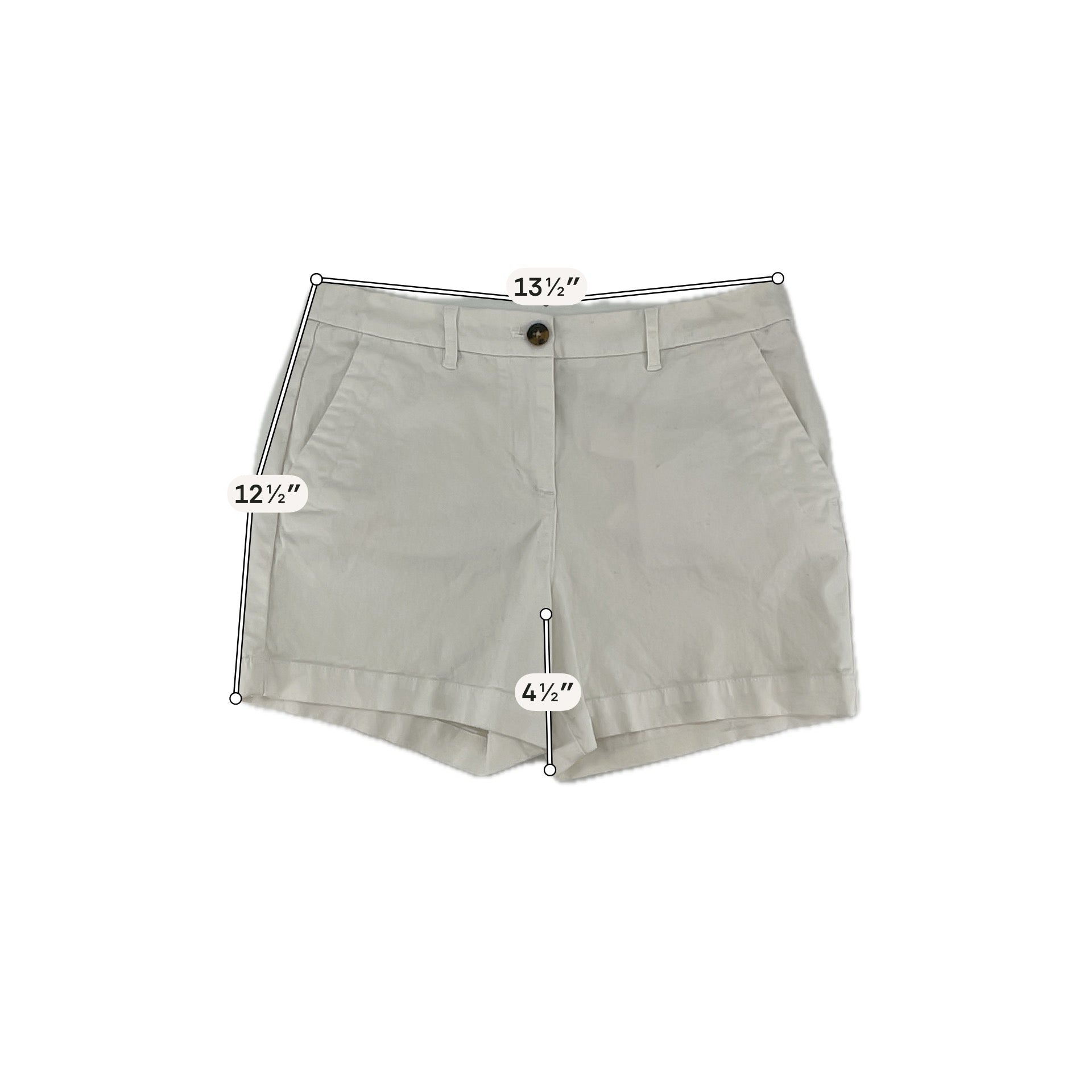 Boden Richmond White Cotton Stretch Chino Shorts Size 6 | 4" Inseam