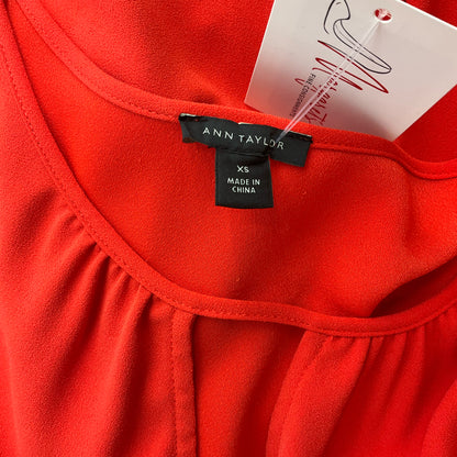 Ann Taylor Orange Flutter Sleeve Keyhole Peplum Blouse Size XS
