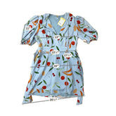 Finders Keepers blue/multi Fit and Flare Piazza Fruit Print Mini Dress Blue Multi Size 8 - Size 8