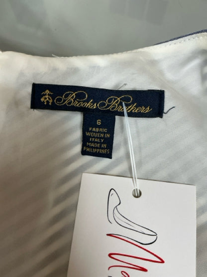 Brooks Brothers Blue &amp; White Striped Sleeveless Sheath Dress Size 6