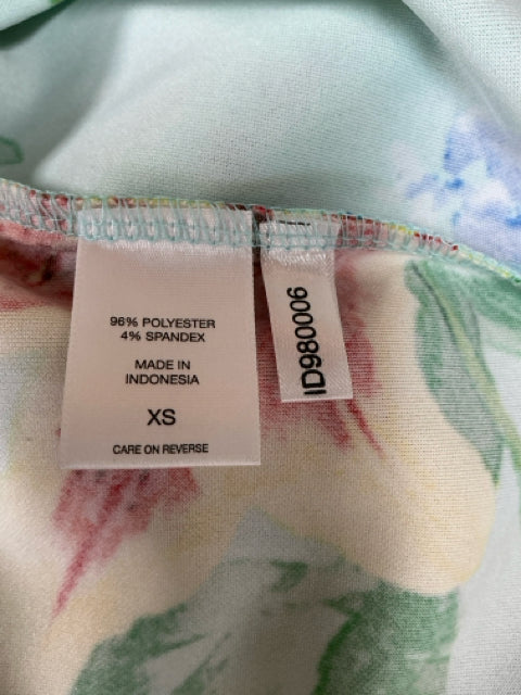 New York & Co Aqua/Red/Yellow Floral Pre-Owned Ladies Dress - Size XS