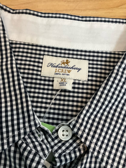 J.Crew Haberdashery Navy &amp; White Gingham Button-Down Casual Top - Size XL - ONLINE ONLY