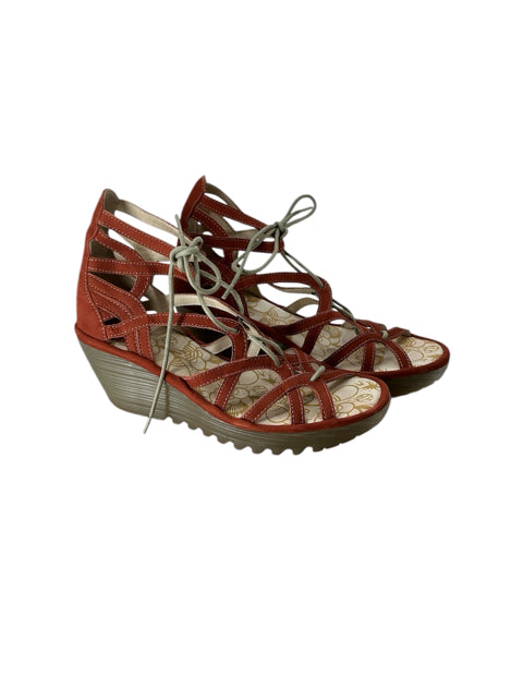 Fly London Burnt Orange Suede Sandals Size 8.5/9 - side view