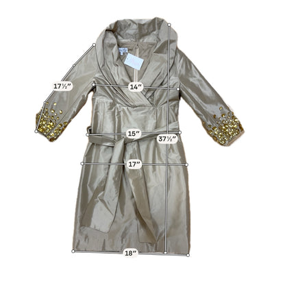 Teri Jon by Ricki Freeman Champagne Taffeta Beaded Cuff Coat Dress Size 4