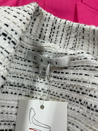 cabi Tuxedo Jacket Black &amp; White Basketweave Metallic Blazer Size 4