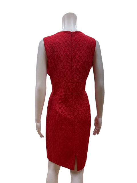 Sandra Darren Pink Jacquard Bow Accent Sheath Dress Size 8