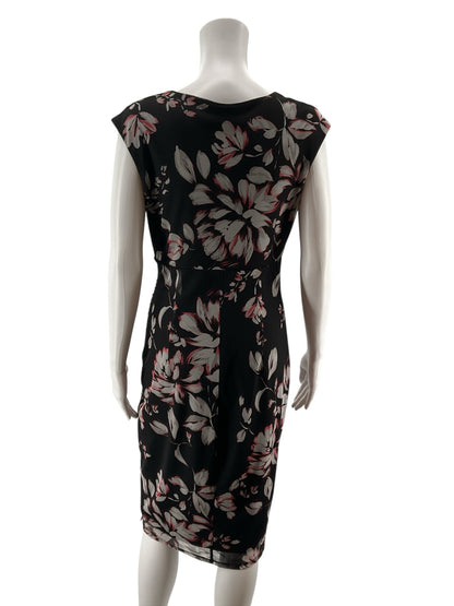 London Times Floral Ruched Surplice Sheath Dress Size 8