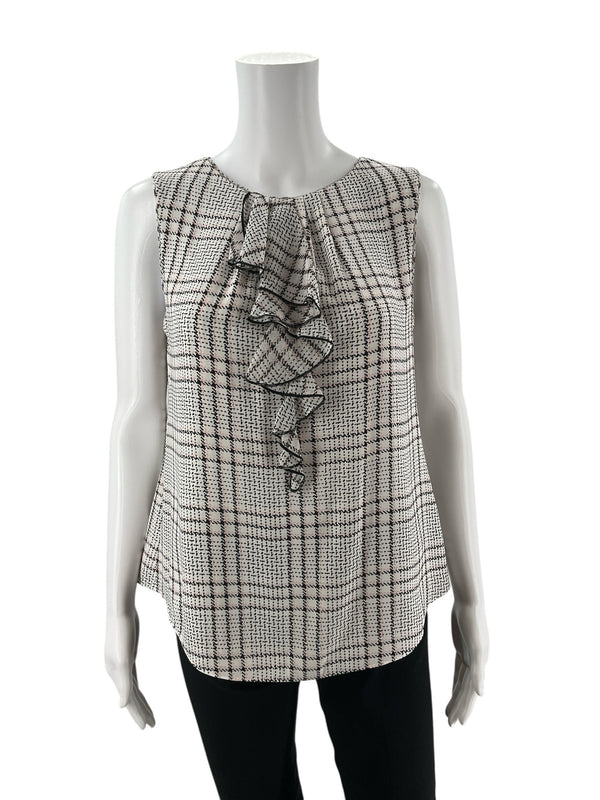 White House Black Market White/Black/Pink Pre-Owned Ladies Top - Size 6