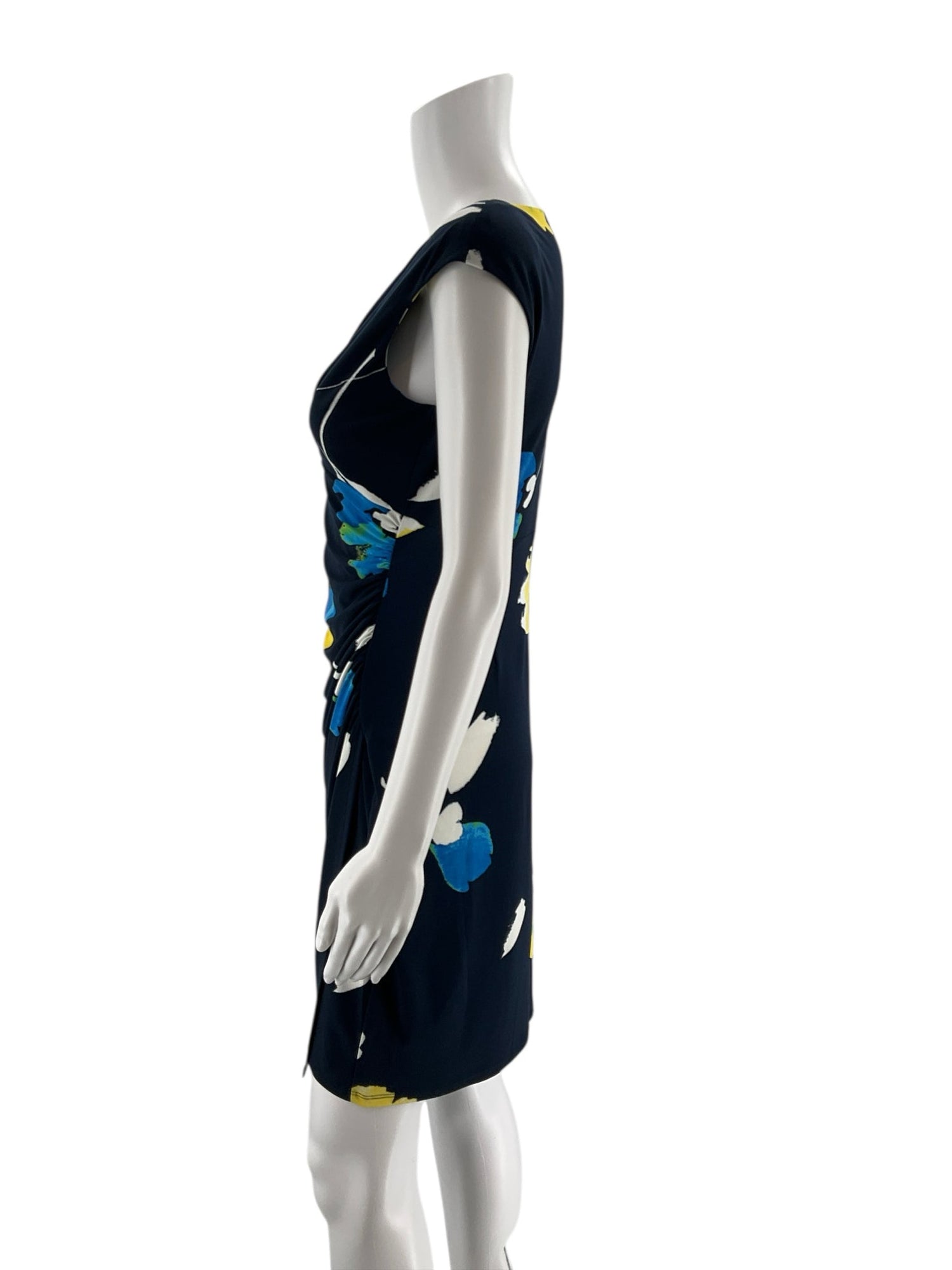 Ralph Lauren Navy/Yellow Floral Pre-Owned Ladies Dress - Size 8 Petite - Margaret’s Fine Consignment