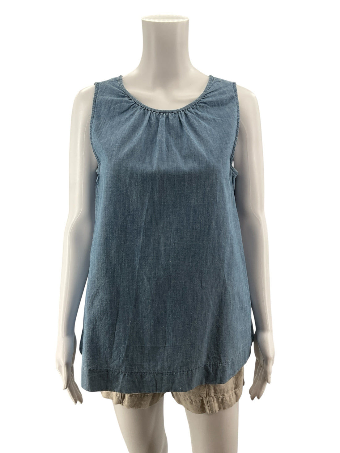 J. Crew Tie-Back Chambray Cotton Linen Shell Top Blue Size XXS