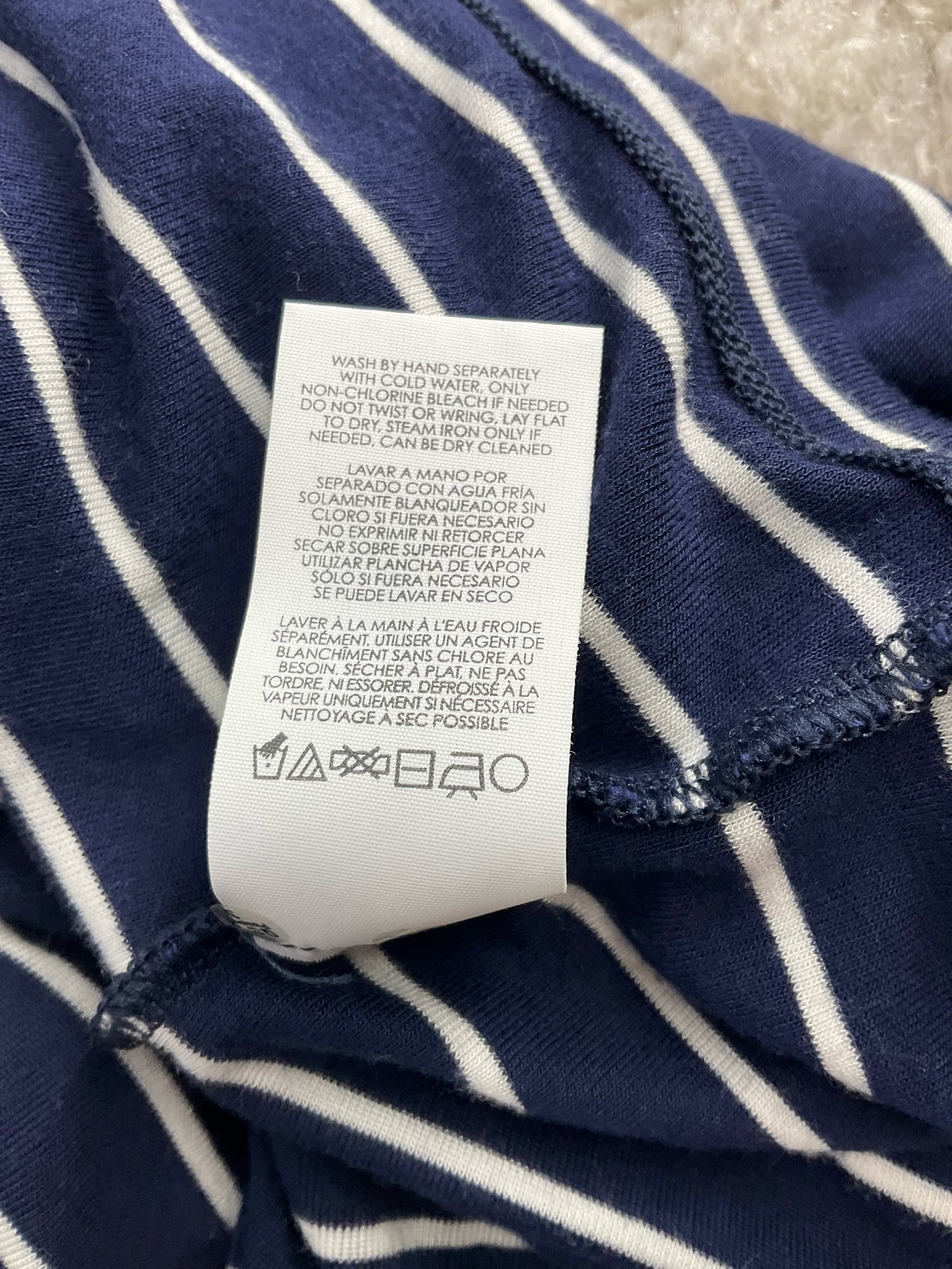 Cabi Navy/White Stripe Pre-Owned Ladies Casual Top - Size Small