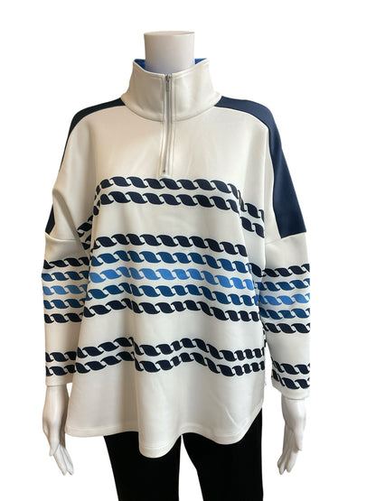 Tuckernuck Hyannis Half-Zip Pullover Navy Rope Stripe Top Size M/L