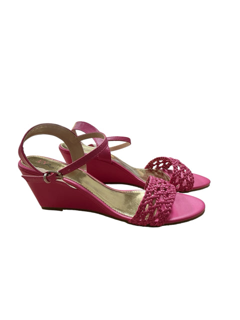 A New Day Pink Braided Ankle Strap Wedge Sandals Size 6 NWT