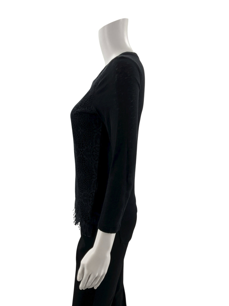 J Crew Black Lace Pre-Owned Ladies Top - Size XS